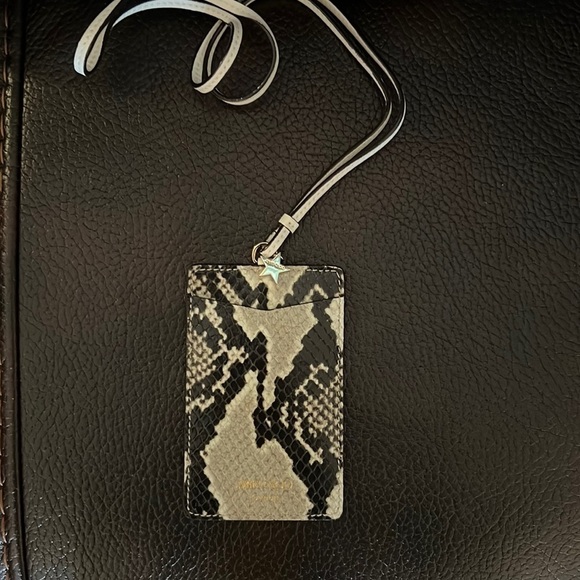 SALE!! Jimmy choo Python printed leather lanyard necklace card holder wallet NEW - Picture 3 of 6